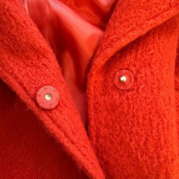 Bernardo Textured Wool Coat Women's Medium Orange Overcoat Pea Coat Jacket Chic - Picture 14 of 15
